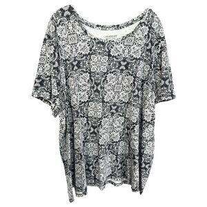 Catherines Plus Size 3X Top‎ 26W 28W Black White Easy Fit Tees Collection 1315